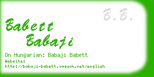 babett babaji business card